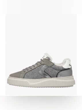 NWT VOILE BLANCHE LIPARI Charcoal Grey Fur Suede and Felt Sneakers